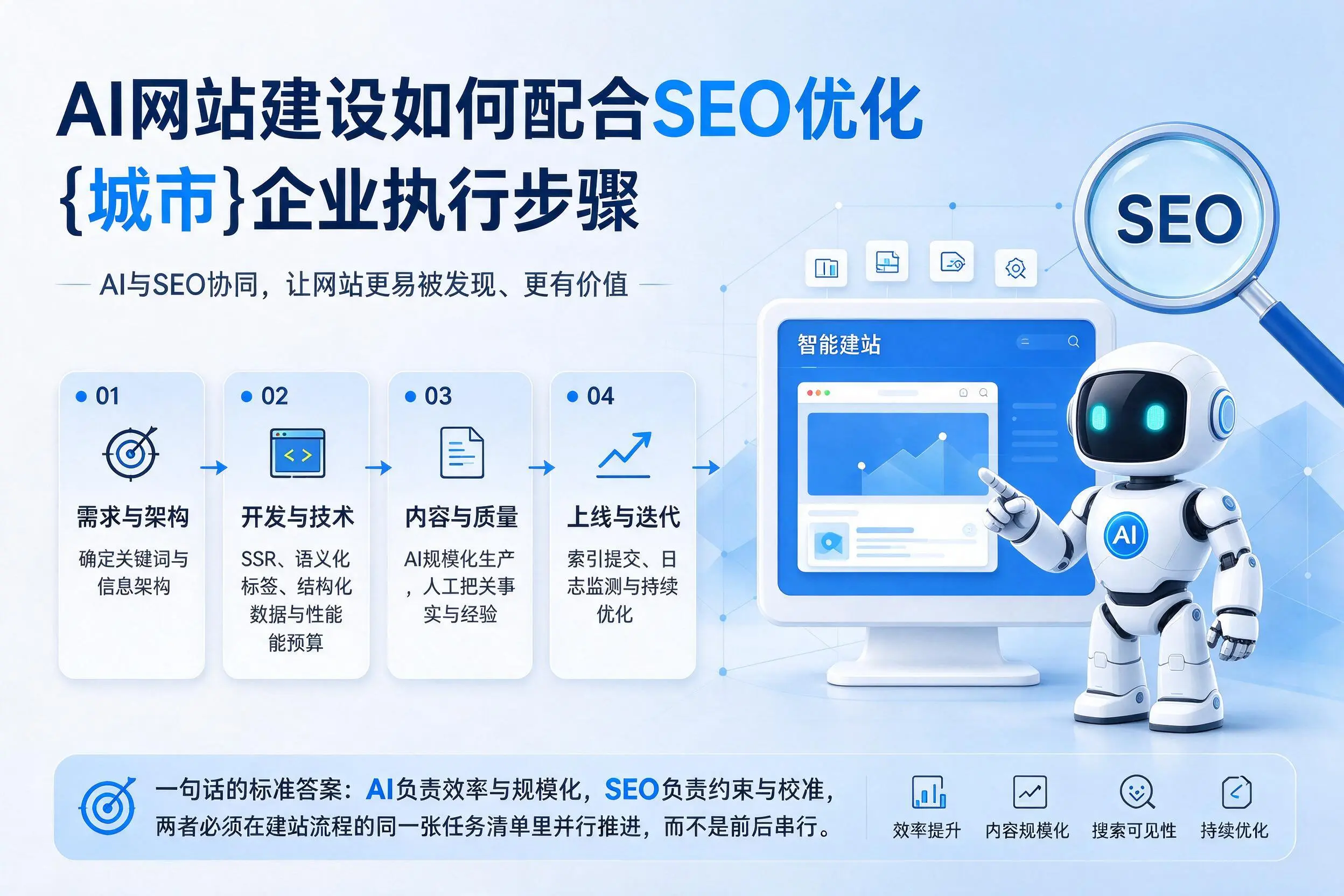 AI网站建设如何配合SEO优化，河源企业执行步骤