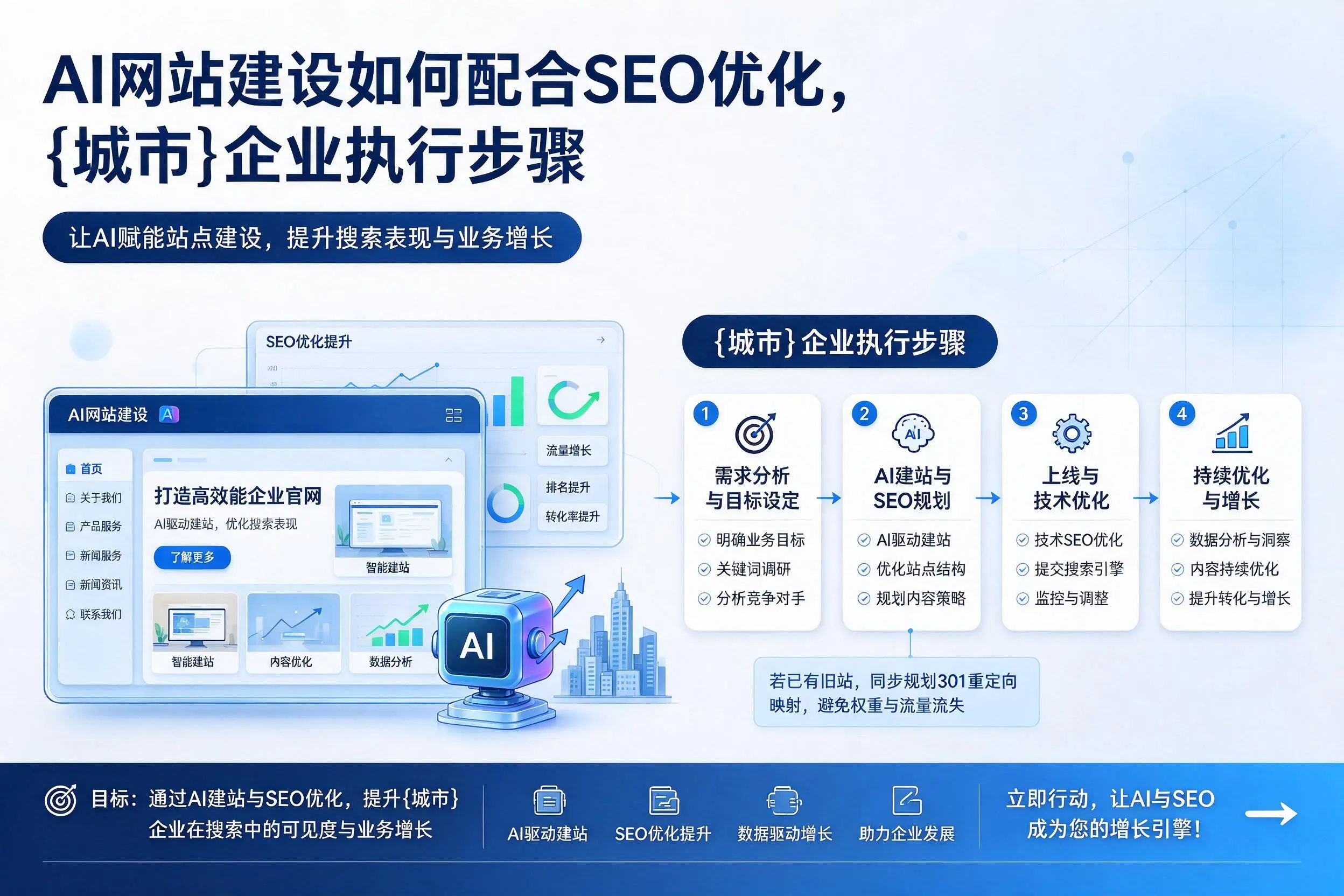 AI网站建设如何配合SEO优化，河源企业执行步骤