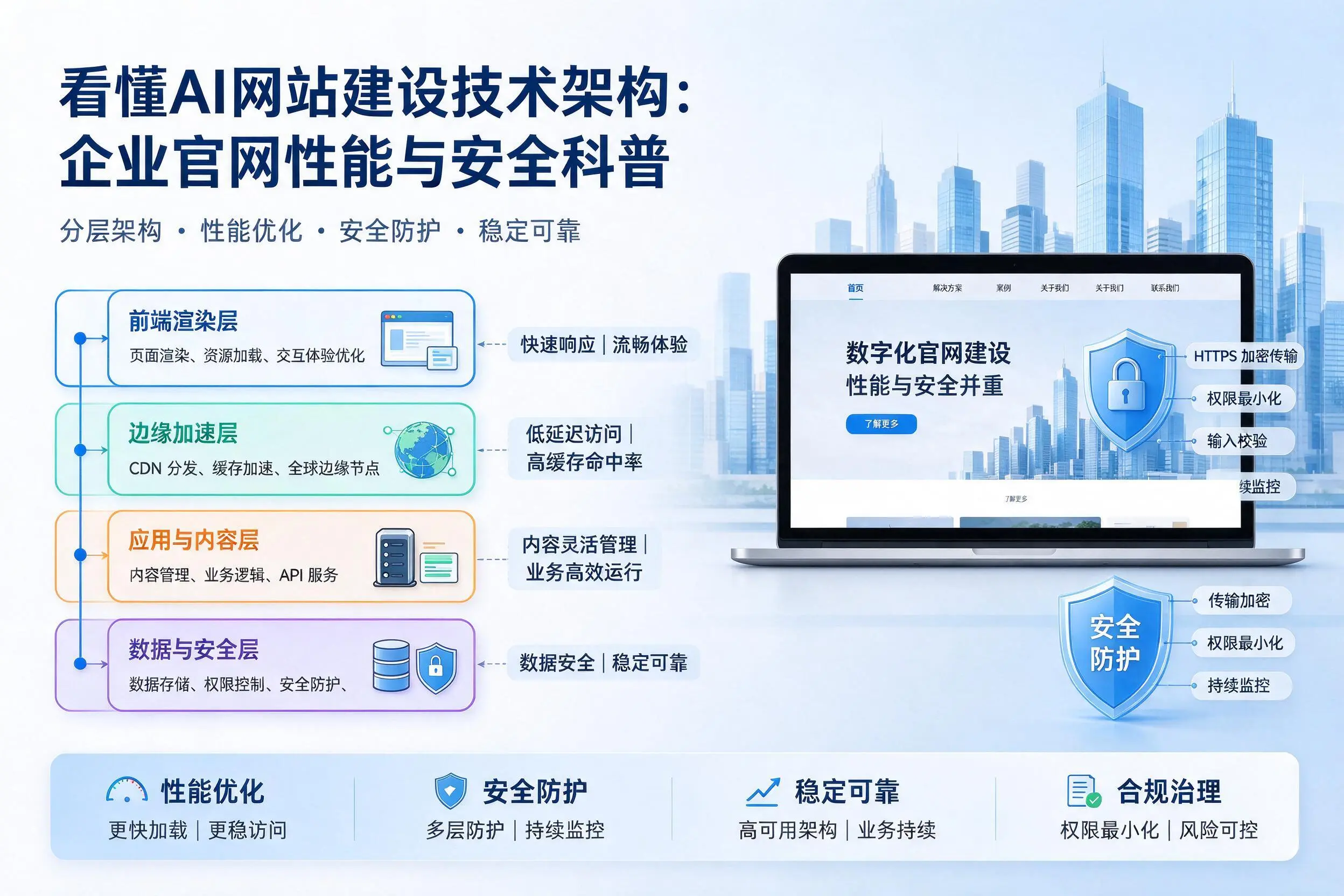 看懂AI网站建设技术架构：河源企业官网性能与安全科普