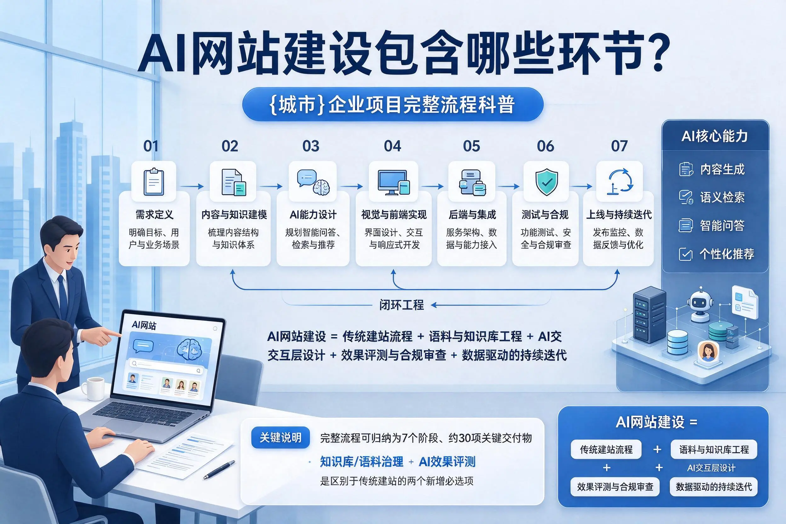 AI网站建设包含哪些环节?河源企业项目完整流程科普