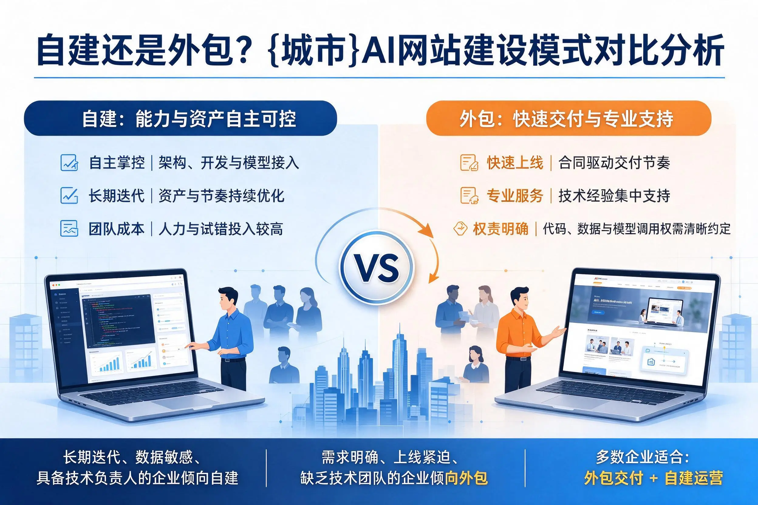 自建还是外包?河源AI网站建设模式对比分析